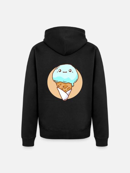 Ice Cream Kawaii - Unisex Premium Organic Zip Hoodie - black