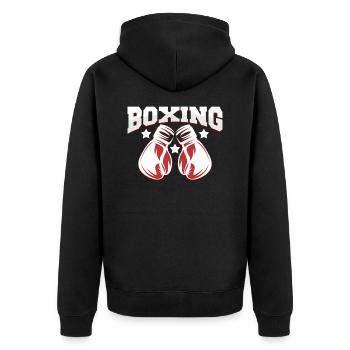 Boxhandschuhe - Unisex Premium Bio Zip Hoodie - Schwarz - Hinten - Nico (187cm)