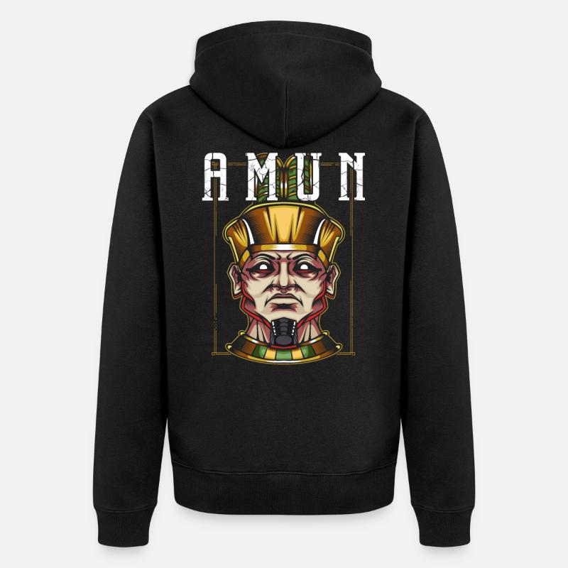 Divinité égyptienne Amon - Veste à capuche bio Premium Unisexe - noir