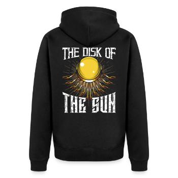 Egyptian sun disk - Unisex Premium Organic Zip Hoodie - black - Back - Nico (187cm)