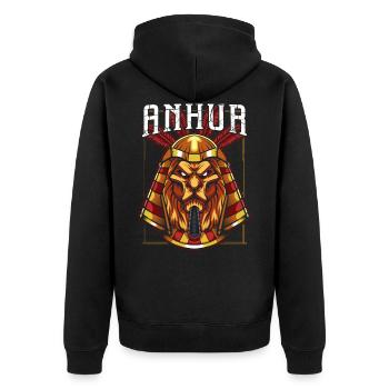 Dieu égyptien de chasse Anhur - Veste à capuche bio Premium Unisexe - noir - Dos - Nico (187cm)