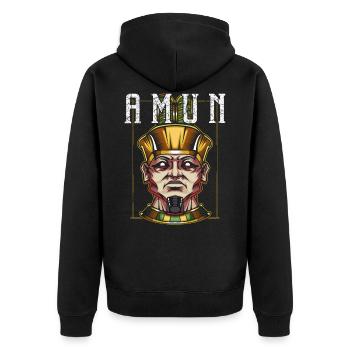 Amun Mythologie Gott Gottheit Ägyptisch Schöpfer - Unisex Premium Bio Zip Hoodie - Schwarz - Hinten - Nico (187cm)