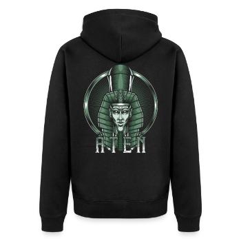 Sonnengott Aten Ägyptisch Ägypten Gottheit - Unisex Premium Bio Zip Hoodie - Schwarz - Hinten - Nico (187cm)