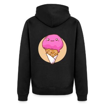 Soft ice cream Strawberry ice cream Sweet ice cream - Unisex Premium Organic Zip Hoodie - black - Back - Nico (187cm)