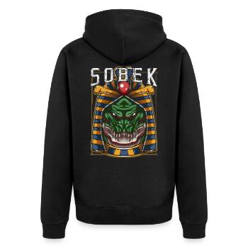 Sobek Mythologie Gott Gottheit Ägyptisch Krokodil - Unisex Premium Bio Zip Hoodie - Schwarz - Hinten - Nico (187cm)