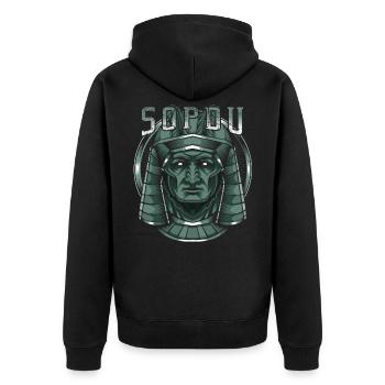 Gott des Himmels Sopdu Ägyptisch Ägypten Gottheit - Unisex Premium Bio Zip Hoodie - Schwarz - Hinten - Nico (187cm)