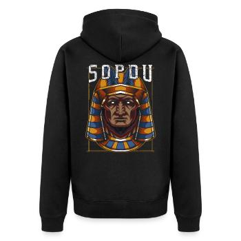 Sopdu Mythologie Gott Gottheit Ägyptisch Ägypten - Unisex Premium Bio Zip Hoodie - Schwarz - Hinten - Nico (187cm)