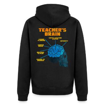Teacher brain - Unisex Premium Organic Zip Hoodie - black - Back - Nico (187cm)