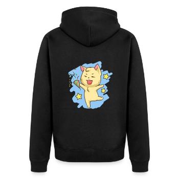 Geburtstag Katze Kawaii Party Feier Miezekatze - Unisex Premium Bio Zip Hoodie - Schwarz - Hinten - Nico (187cm)