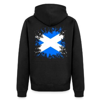 Schottland Flagge Farbspritzer - Unisex Premium Bio Zip Hoodie - Schwarz - Hinten - Nico (187cm)