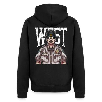 Wild West Texas Sheriff Western Gesetzeshüter - Unisex Premium Bio Zip Hoodie - Schwarz - Hinten - Nico (187cm)