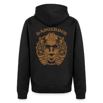 Cowboy Wilder Westen Totenkopf Western - Unisex Premium Bio Zip Hoodie - Schwarz - Hinten - Nico (187cm)