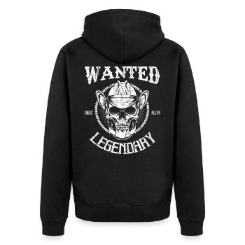 Cowboy Totenkopf Bandit Wilder Westen - Unisex Premium Bio Zip Hoodie - Schwarz - Hinten - Nico (187cm)