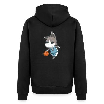 Basketball Wolf Basketballer Wölfe Ballsport - Unisex Premium Bio Zip Hoodie - Schwarz - Hinten - Nico (187cm)