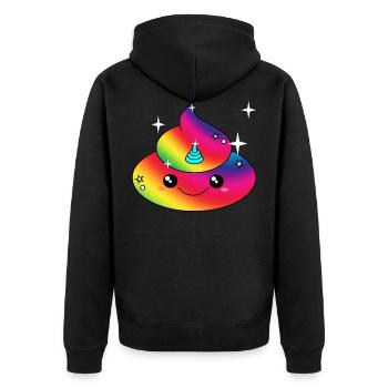 Poopicorn Poop Einhorn Kacke Shirt Geschenk - Unisex Premium Bio Zip Hoodie - Schwarz - Hinten - Nico (187cm)