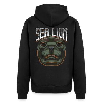 Robbe - Unisex Premium Bio Zip Hoodie - Schwarz - Hinten - Nico (187cm)