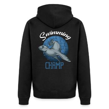Seelöwe - Unisex Premium Bio Zip Hoodie - Schwarz - Hinten - Nico (187cm)