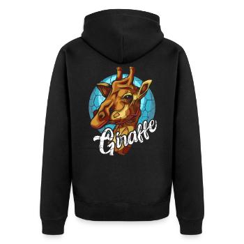 giraffe - Unisex Premium Organic Zip Hoodie - black - Back - Nico (187cm)