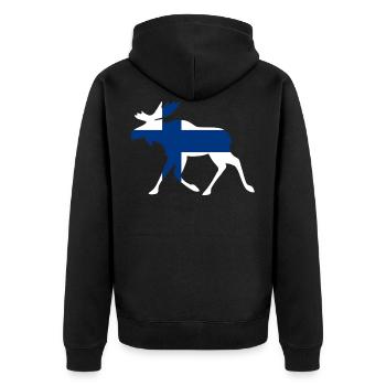 Élan finlandais avec drapeau en silhouette - Veste à capuche bio Premium Unisexe - noir - Dos - Nico (187cm)