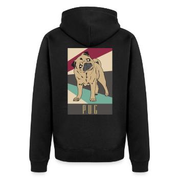 Mops - Unisex Premium Bio Zip Hoodie - Schwarz - Hinten - Nico (187cm)