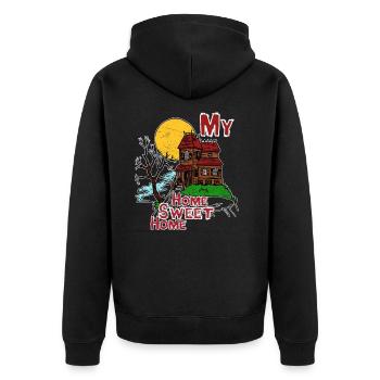 House home sweet home - Unisex Premium Organic Zip Hoodie - black - Back - Nico (187cm)