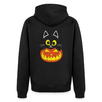 Chat citrouille Cadeau Halloween - Veste à capuche bio Premium Unisexe - noir - Dos - Nico (187cm)