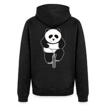 Panda rides a bicycle gift - Unisex Premium Organic Zip Hoodie - black - Back - Nico (187cm)