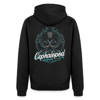 Oktopus - Unisex Premium Bio Zip Hoodie - Schwarz - Hinten - Nico (187cm)