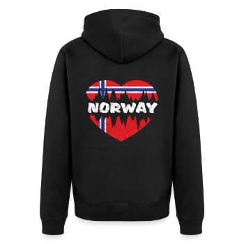 Norway flag I love norway - Unisex Premium Organic Zip Hoodie - black - Back - Nico (187cm)