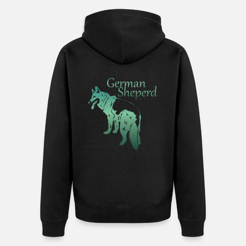 Silhouette de berger allemand - Veste à capuche bio Premium Unisexe - noir