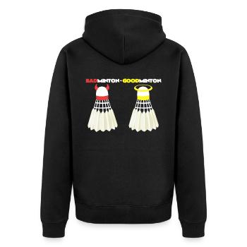 Badminton goodminton - Unisex Premium Organic Zip Hoodie - black - Back - Nico (187cm)