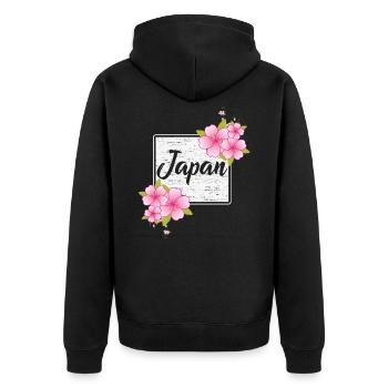 Japanese cherry blossoms Japan - Unisex Premium Organic Zip Hoodie - black - Back - Nico (187cm)