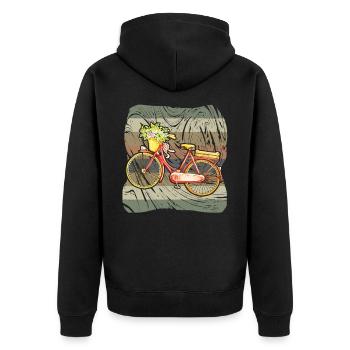 Vélo femme - Veste à capuche bio Premium Unisexe - noir - Dos - Nico (187cm)