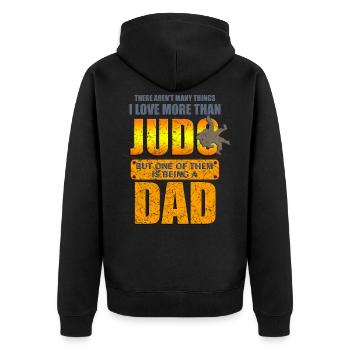 Judo Sport Vater Dad - Unisex Premium Bio Zip Hoodie - Schwarz - Hinten - Nico (187cm)