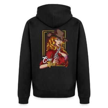 Cow Girl - Unisex Premium Bio Zip Hoodie - Schwarz - Hinten - Nico (187cm)