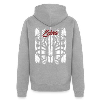 Zebra - Unisex Premium Bio Zip Hoodie - Grau meliert - Hinten - Nico (187cm)