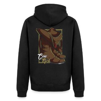Wilder Westen - Unisex Premium Bio Zip Hoodie - Schwarz - Hinten - Nico (187cm)