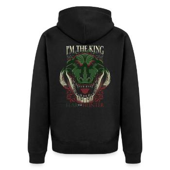 Krokodil - Unisex Premium Bio Zip Hoodie - Schwarz - Hinten - Nico (187cm)