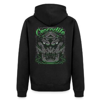 Krokodil - Unisex Premium Bio Zip Hoodie - Schwarz - Hinten - Nico (187cm)