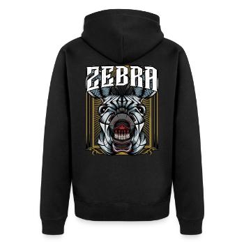 Zebra Zebrastreifen Zebrakopf Modern Trendy Pferd - Unisex Premium Bio Zip Hoodie - Schwarz - Hinten - Nico (187cm)
