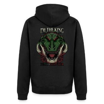 Modern Krokodil Trendy Alligator Afrika Raubtier - Unisex Premium Bio Zip Hoodie - Schwarz - Hinten - Nico (187cm)