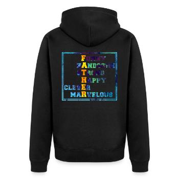 Father's Day - Unisex Premium Organic Zip Hoodie - black - Back - Nico (187cm)