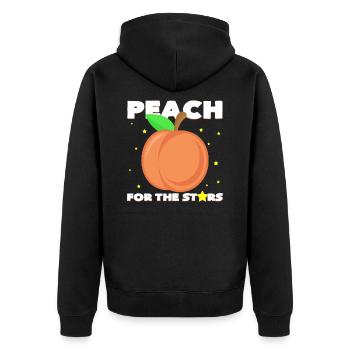 Peach pun - Unisex Premium Organic Zip Hoodie - black - Back - Nico (187cm)