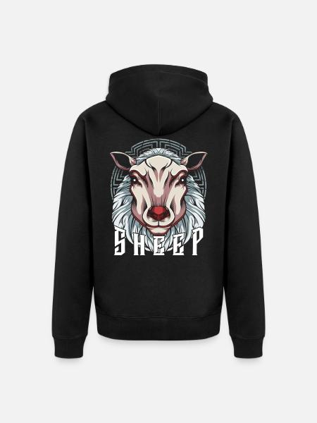 Schaf - Unisex Premium Bio Zip Hoodie - Schwarz