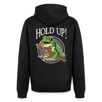 Frosch - Unisex Premium Bio Zip Hoodie - Schwarz - Hinten - Nico (187cm)