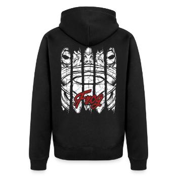 Frosch - Unisex Premium Bio Zip Hoodie - Schwarz - Hinten - Nico (187cm)