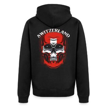 Tête de mort suisse - Veste à capuche bio Premium Unisexe - noir - Dos - Nico (187cm)