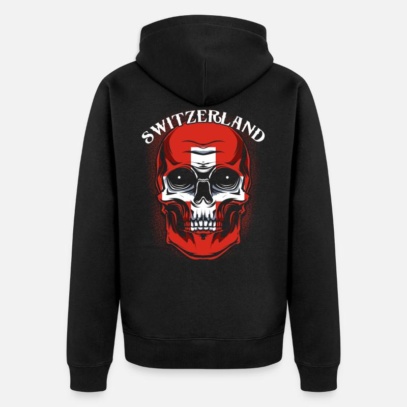 Schweizer Totenkopf - Unisex Premium Bio Zip Hoodie - Schwarz