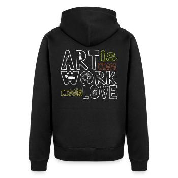 Künstler - Unisex Premium Bio Zip Hoodie - Schwarz - Hinten - Nico (187cm)