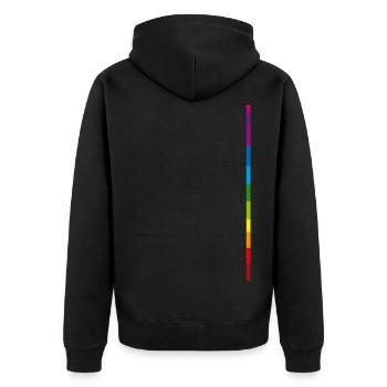 Regenbogen - Unisex Premium Bio Zip Hoodie - Schwarz - Hinten - Nico (187cm)